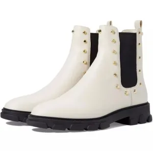 NEW💥Michael Michael Kors Women Ridley Gore Studded Chelsea Boots Sz 8M Lt Cream
