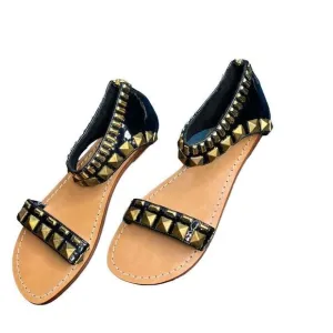 New Mystique black patent studded Sandals