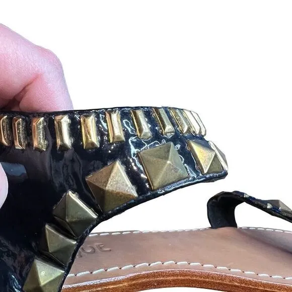 New Mystique black patent studded Sandals
