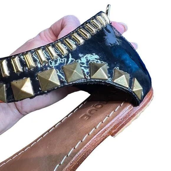 New Mystique black patent studded Sandals