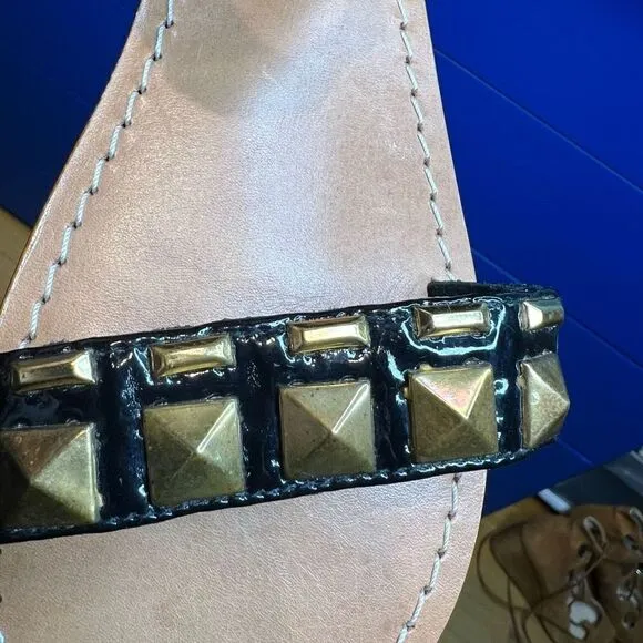 New Mystique black patent studded Sandals