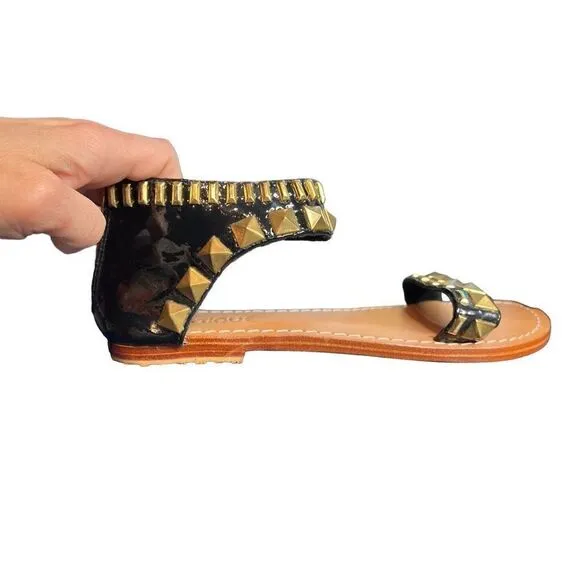 New Mystique black patent studded Sandals