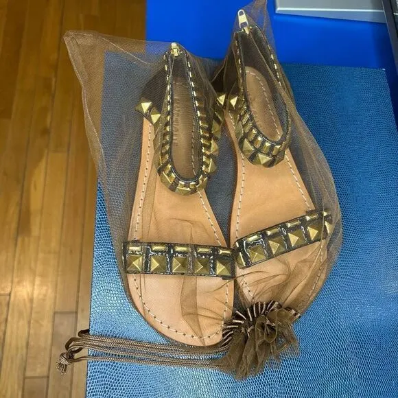 New Mystique black patent studded Sandals