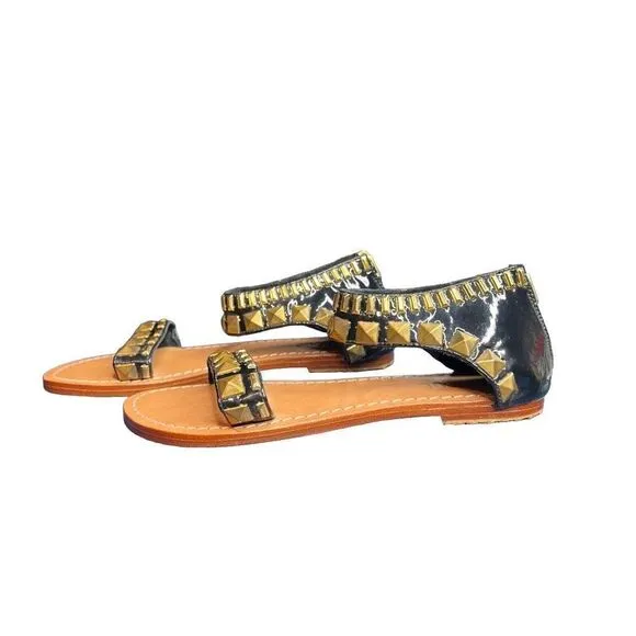 New Mystique black patent studded Sandals