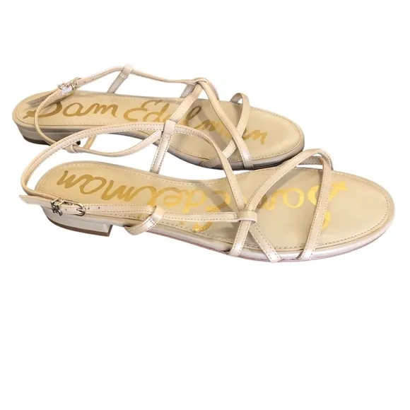 NEW🌟Sam Edelman Sz 9 TEALE Elegant Tan Strappy Sandals summertime flats comfort