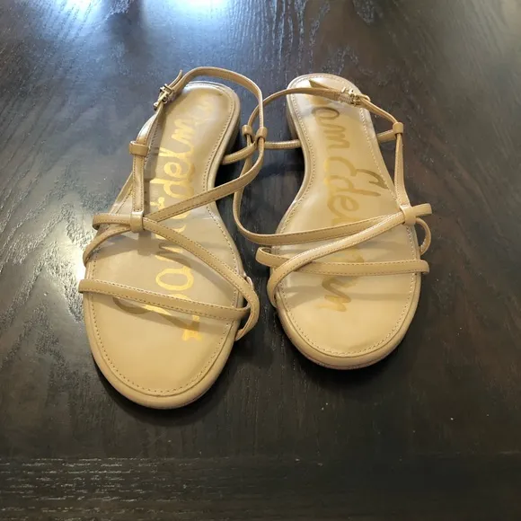 NEW🌟Sam Edelman Sz 9 TEALE Elegant Tan Strappy Sandals summertime flats comfort