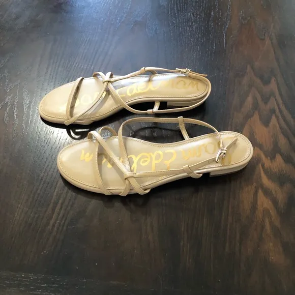 NEW🌟Sam Edelman Sz 9 TEALE Elegant Tan Strappy Sandals summertime flats comfort