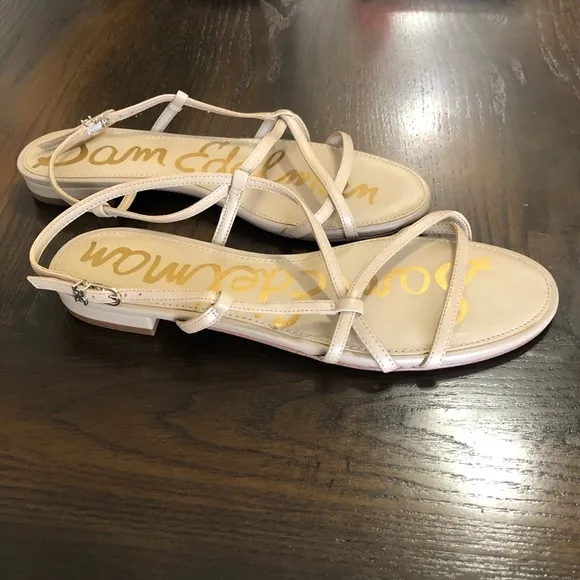 NEW🌟Sam Edelman Sz 9 TEALE Elegant Tan Strappy Sandals summertime flats comfort