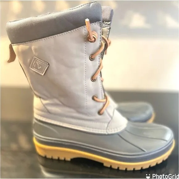 New Sperry Trailboard Duck Boots Gray Youth 5M Cushioned Insole Rubber Outsole