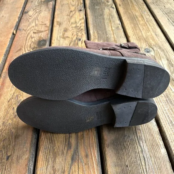 NIB Eileen Fisher Leather Mocha Booties with Side Zip Closure in Women's 11M