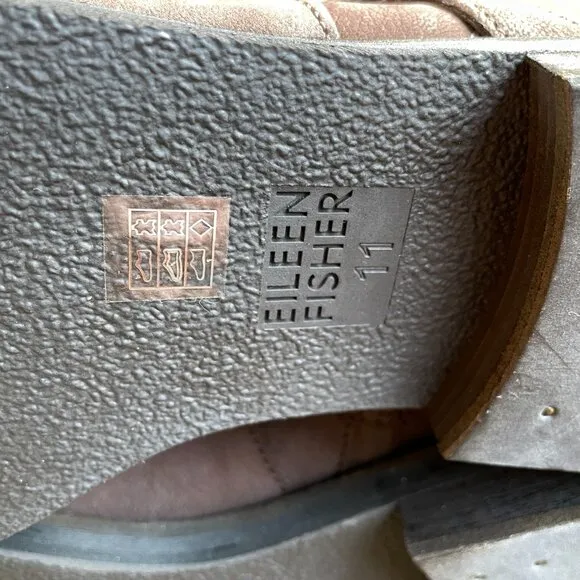 NIB Eileen Fisher Leather Mocha Booties with Side Zip Closure in Women's 11M