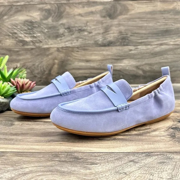 NIB Fitflop Allegro 9 41 Suede Leather Penny Loafers Flats Wild Lavender