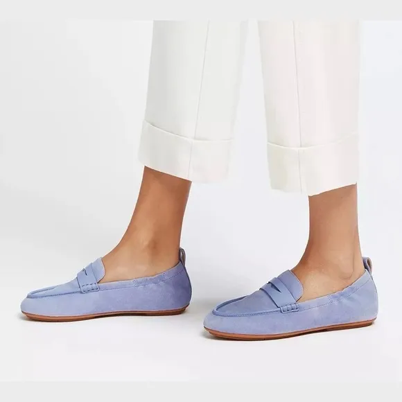 NIB Fitflop Allegro 9 41 Suede Leather Penny Loafers Flats Wild Lavender