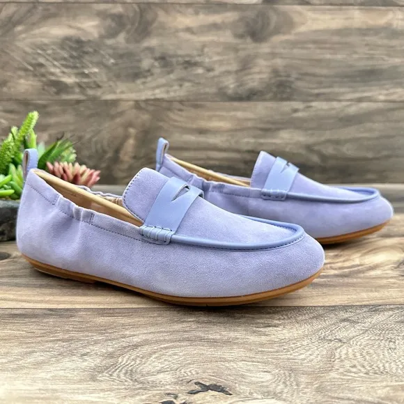 NIB Fitflop Allegro 9 41 Suede Leather Penny Loafers Flats Wild Lavender