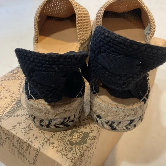 NIB Free People Island Time Wrap Espadrilles Black/Tan Size 8 $158 MSRP