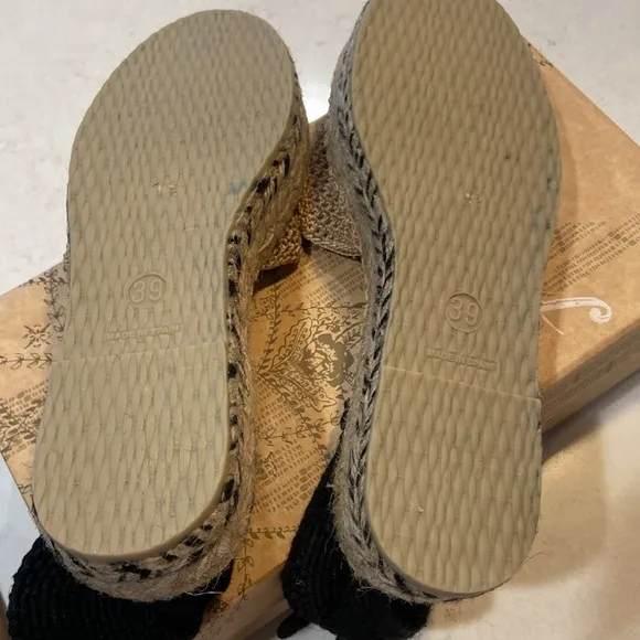 NIB Free People Island Time Wrap Espadrilles Black/Tan Size 8 $158 MSRP