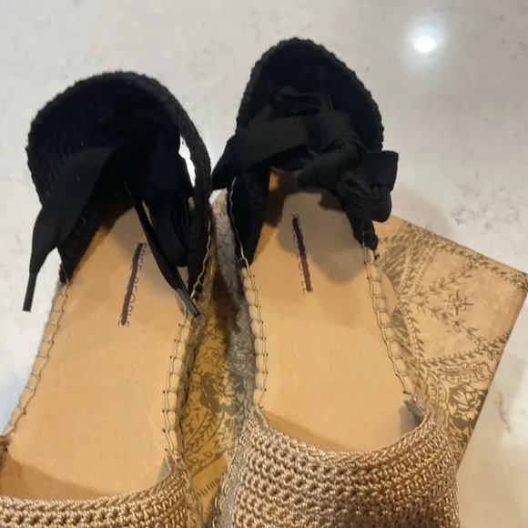 NIB Free People Island Time Wrap Espadrilles Black/Tan Size 8 $158 MSRP