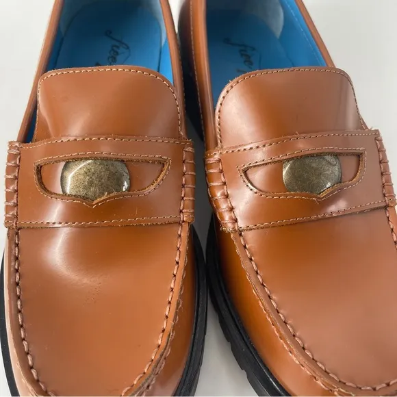 NIB Free People Liv Brown Penny Loafers Women’s Size 7.5