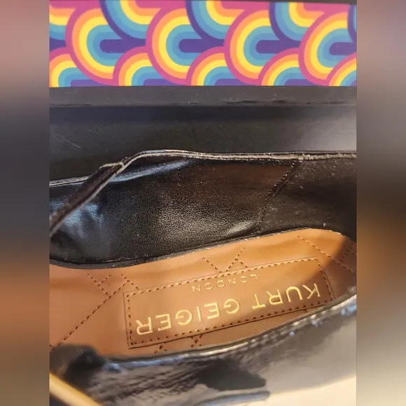 NIB Kurt Geiger &quot;Regent&quot; Black Patent Leather Mary Jane Flats Sz.9/39 Ret.$229