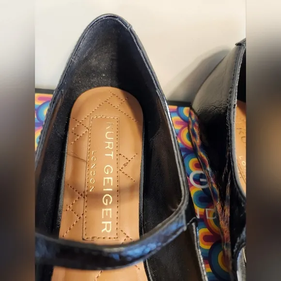 NIB Kurt Geiger &quot;Regent&quot; Black Patent Leather Mary Jane Flats Sz.9/39 Ret.$229