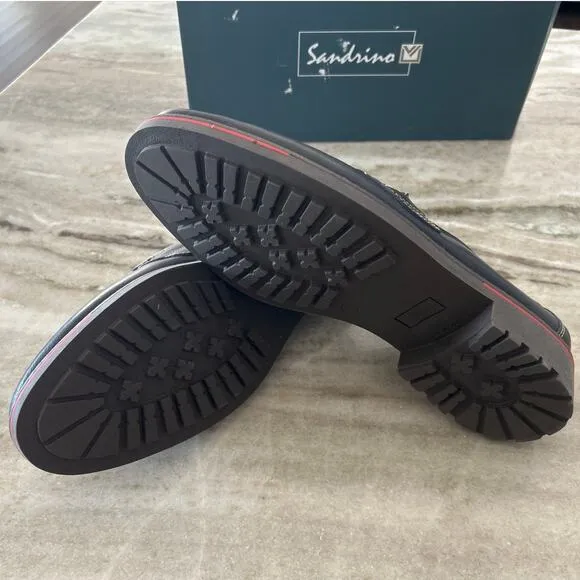 NIB Sandrino by Sandro Moscoloni Penny Loafers, Blue Leather, Men's Size 11D