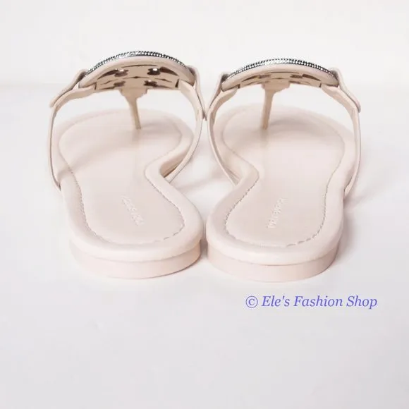 NIB Tory Burch Crystal Embellished Miller Pave Sandal Cream US 7 8 8.5 9 9.5 10