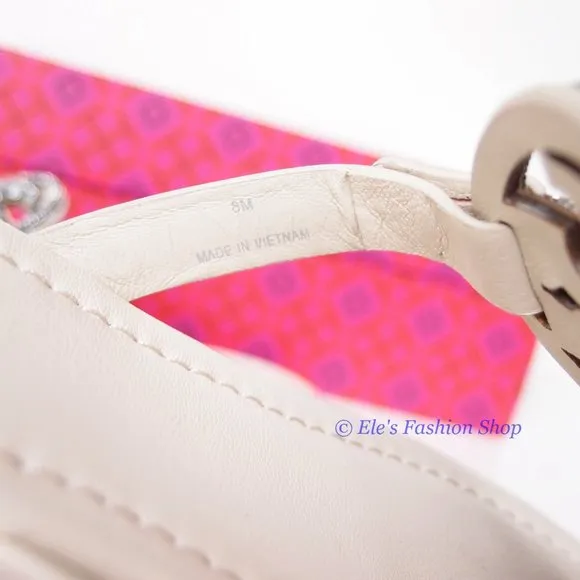NIB Tory Burch Crystal Embellished Miller Pave Sandal Cream US 7 8 8.5 9 9.5 10