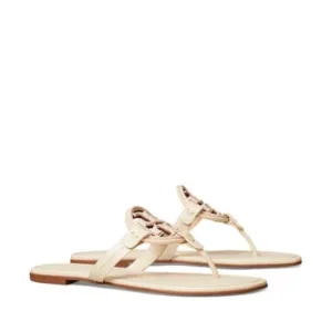 NIB Tory Burch Metal Miller leather NEW CREAM / SEASHELL PINK Sandals  - 9