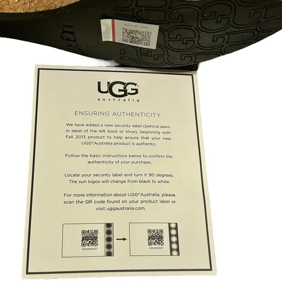 NIB UGG Black Leather Cork Platform Wedge Heel Espadrilles