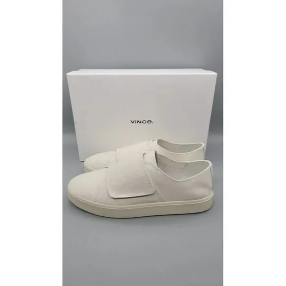 NIB Vince Blair Velcro Womens Grip-Tape Canvas Sneakers White Size 7 M MSRP $225