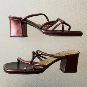 NIB Vintage 90s Bruno Magli Bronze Brown Block Heel Sandals | Copper Heels
