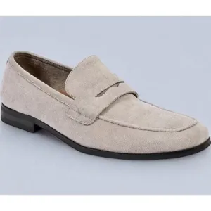 Nick Graham Mens Altred Beige Suede Chisel Toe Penny Loafers NEW 8.5
