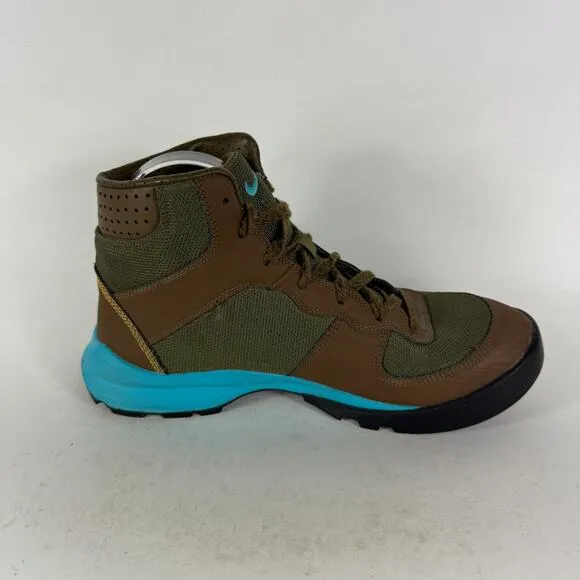 Nike Acg Takos Hiking Shoes Men's 9.5 Army Green Brown Leather Lace-Up Mid Top