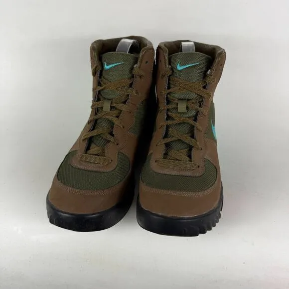 Nike Acg Takos Hiking Shoes Men's 9.5 Army Green Brown Leather Lace-Up Mid Top