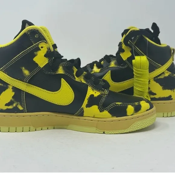 Nike Black and Yellow Sneakers with Camouflage Pattern