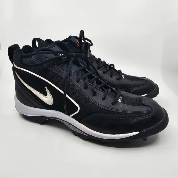 Nike Black White Land Shark Football Cleats Sneakers Mens Size US 10 UK 9 EU 44