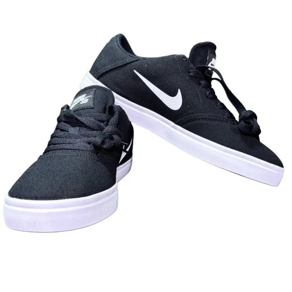 Nike SB Check CNVS GS Black/White Skate Shoes Youth Size 7Y UK 6 EUR 40 CM 25