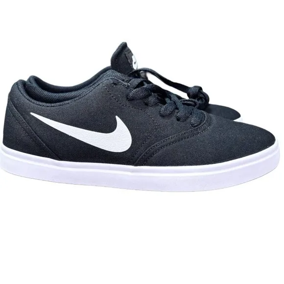 Nike SB Check CNVS GS Black/White Skate Shoes Youth Size 7Y UK 6 EUR 40 CM 25