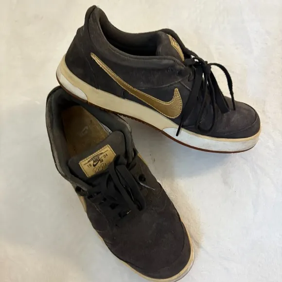 Nike Sb Zoom Air 1984 Paul Rodriguez Vintage Men Brown Suede Gold Accents Size 9