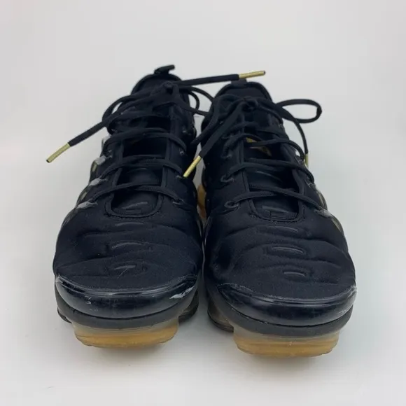 Nike Vapormax Plus Metallic Gold Black Laced Athletic Running Sneakers Size 9.5