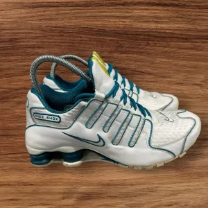 Nike Women’s SHOX NZ Lace up White &amp; Teal Athletic Sneakers, Size 9 1/2.