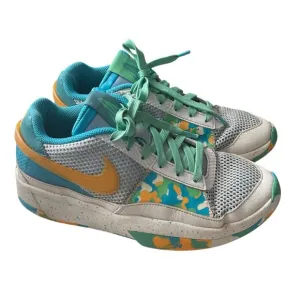 Nike Zoom Basketball Sneakers Size 12 Teal/Yellow/White Mesh &amp; Leather Low-Top S