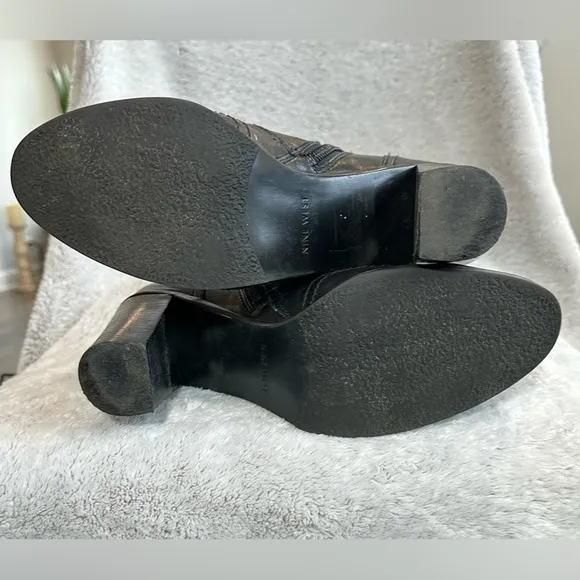 Nine West Black Lace Up Boots with Chunky Heel women size 10M EUC