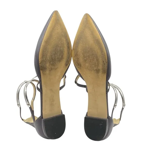 Nine West Gray Beley Strappy Pointy Toe Dress Flats Women’s Size 10.5M
