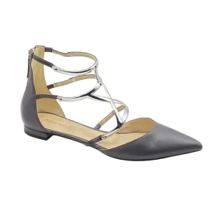 Nine West Gray Beley Strappy Pointy Toe Dress Flats Women’s Size 10.5M