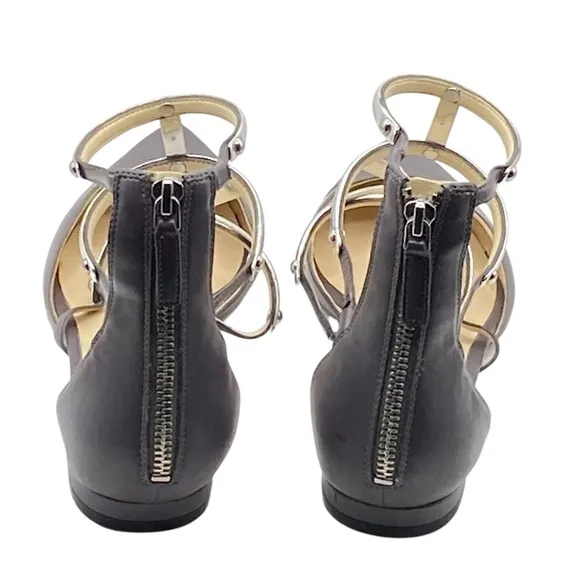 Nine West Gray Beley Strappy Pointy Toe Dress Flats Women’s Size 10.5M