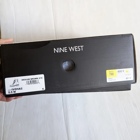 NINE WEST Ivona brown lace-up chunky combat boots