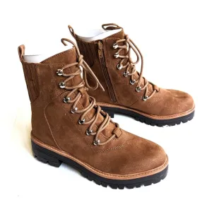 NINE WEST Ivona brown lace-up chunky combat boots
