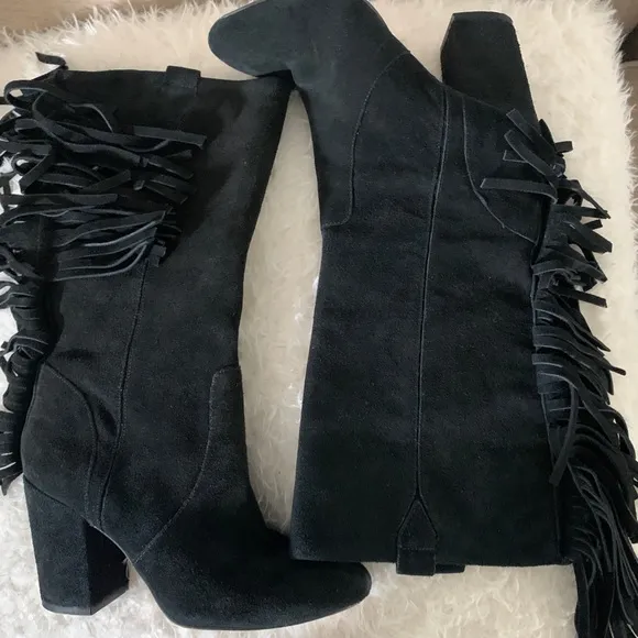 Nine West Suede Fringe Black Boots