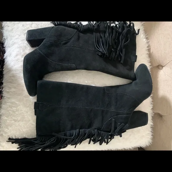 Nine West Suede Fringe Black Boots